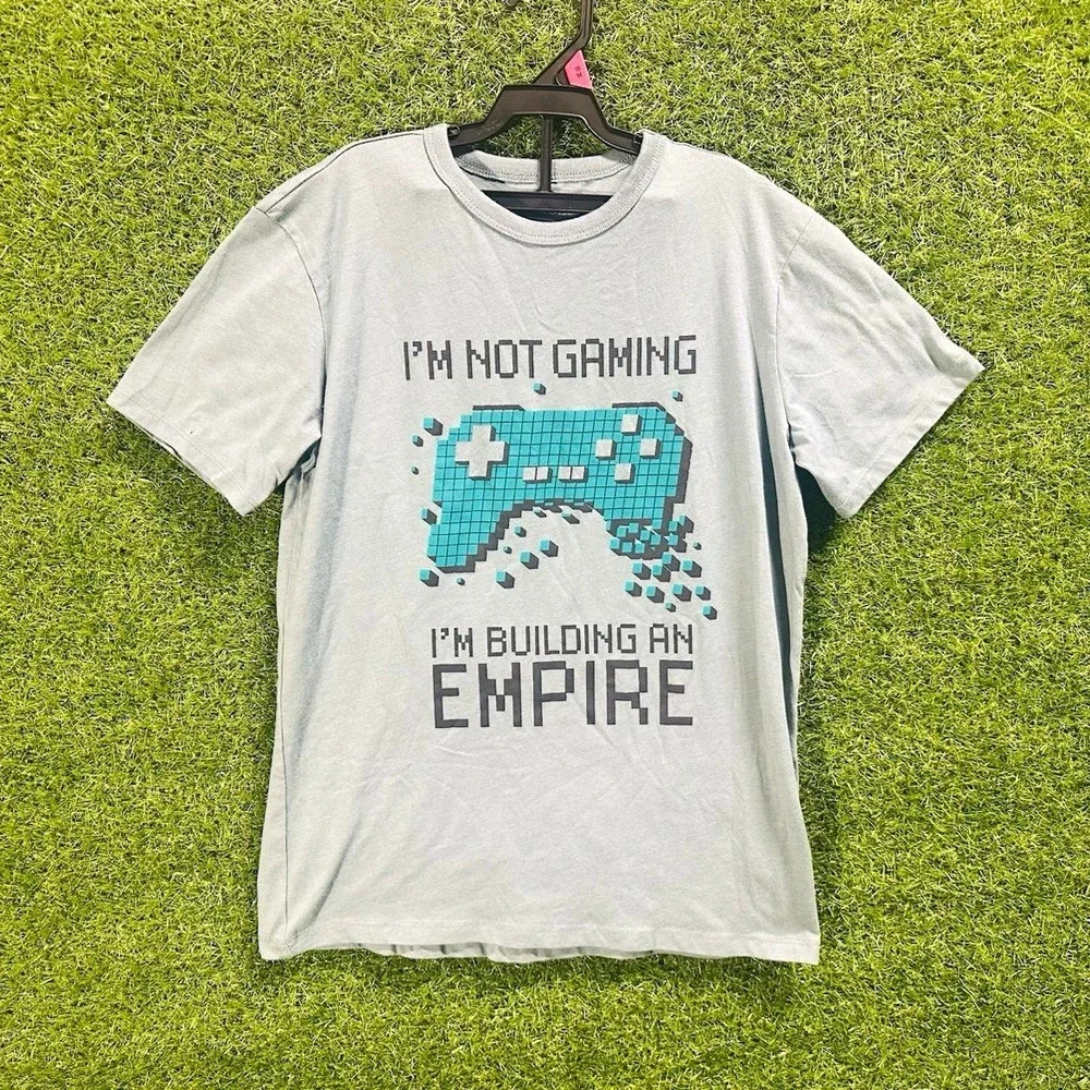 The Children's Place Boys Graphic T-Shirt Size 14 Gray Regular Crew Neck Gaming